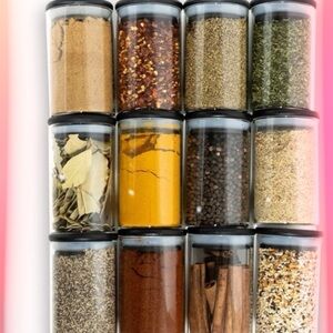 Glass Spice Jars with Black Bamboo Lids - 12 PACK